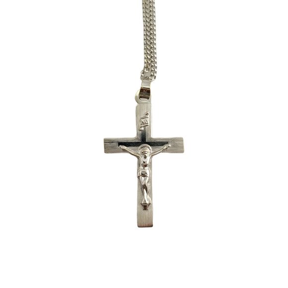 Vintage 14K White Gold Chain With Cross #12071 - Picture 2 of 4